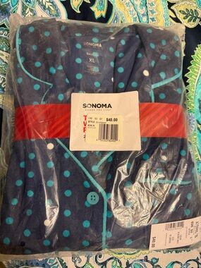 Sonoma Navy and Teal Polka Dot Kids Pajama Set